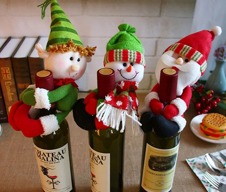 1 шт. винные бутылки, удерживающие крышки, Набор Санта-Клауса, снеговика, рождественские украшения для стола, вечерние свадебные праздничные бутылки для вина
