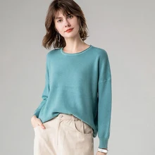 Женский вязаный свитер с круглым вырезом, Модный повседневный удобный свитер для девушек, студенческий свитер