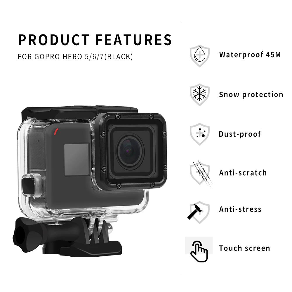 RuigPro 45 м подводный водонепроницаемый чехол для GoPro Hero 7 6 5 черный Дайвинг Защитный чехол Корпус крепление для Go Pro аксессуар