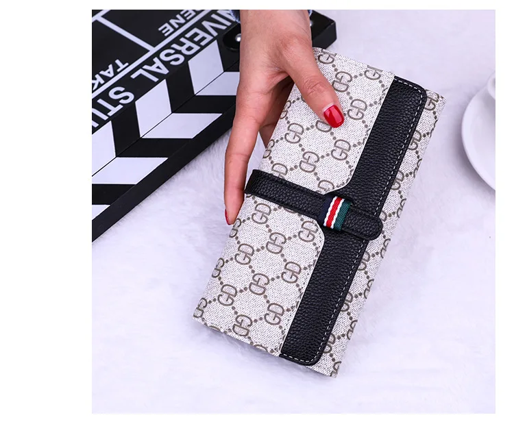 Мода кошелек женский длинный кошелек с большой емкостью Пряжка мобильный кошелек Личная Сумочка крутая