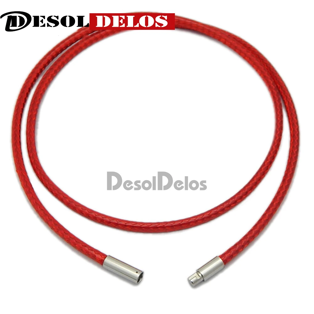 

1 1.5 2 3mm Necklace Cord Leather Cord Wax Rope Chain Necklace 316L Stainless Steel Tube Clasp DIY Jewelry Accessories 2019