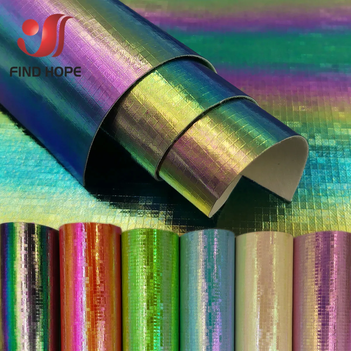 

MOSAIC Laser Iridescent PU Leather Fabric Gradient Faux Synthetic Sewing Handmade Material Bow Craft Bag DIY
