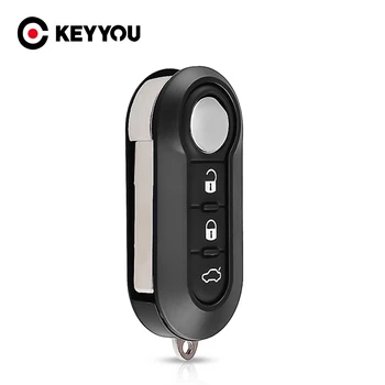 

KEYYOU 10x For Fiat 500 Panda Punto Bravo Auto Remote Car key Shell Case Uncut Blade Normal White Button 3 Buttons