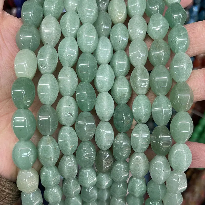 Natural Stone 10x14mm Hexagon Rice Beads For Jewelry Making 15