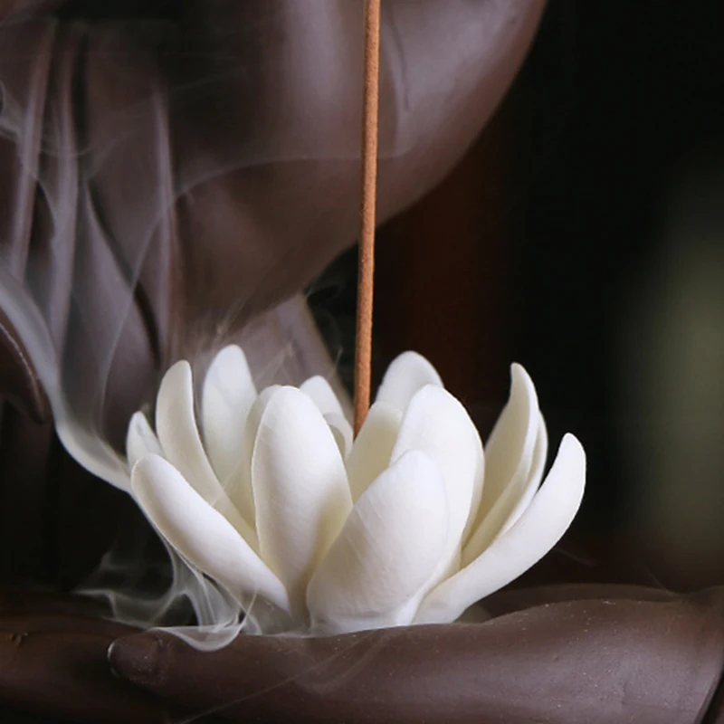 Backflow Buddha Lotus Little Monk Incense Burner Holder Censer Creative Home Office room shop hotel Decorations