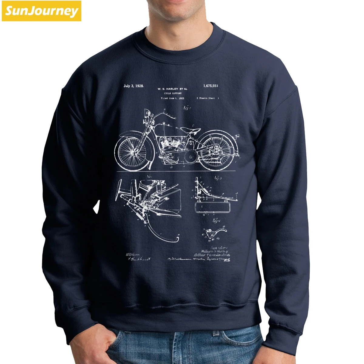 Мужские хлопковые Повседневные пуловеры с длинным рукавом и круглым вырезом для мотоцикла