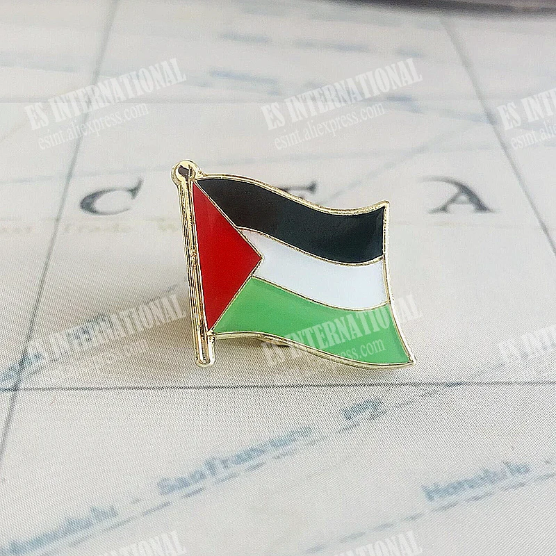 

Palestine National Flag Lapel Pins Crystal Epoxy Metal Enamel Badge Paint Brooch Souvenir Suit Personality Commemorative Gifts
