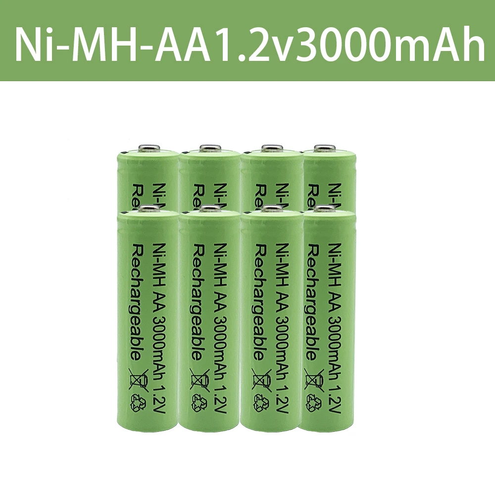 100% 1 2 В 3000 мАч NI MH AA предварительно заряженные аккумуляторные батареи NI-MH