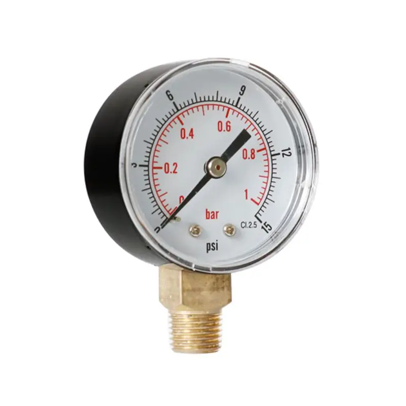 

Pressure Gauge 52mm 1/4" BSPT Vertical 15,30,60,100,150,300 PSI & Bar Bottom Mount