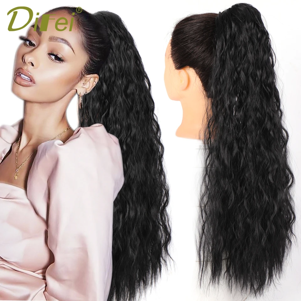 DIFEI Synthetic Corn Wave Ponytail Hair Extensions with Hair Clip