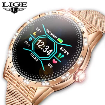 

LIGE New Smart Watch Women Heart Rate Blood Pressure Monitor Information Reminder Function Pedometer Sport Waterproof Smartwatch