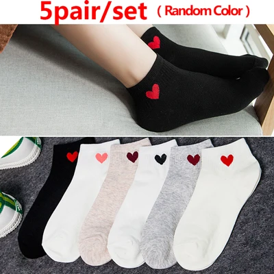 style 17 5Pair Autumn Winter Women Short Socks Lovely Cute Low Cut Invisible Socks Women Cotton Ankle Socks for Girls Christmas Gifts - Цвет: style 17