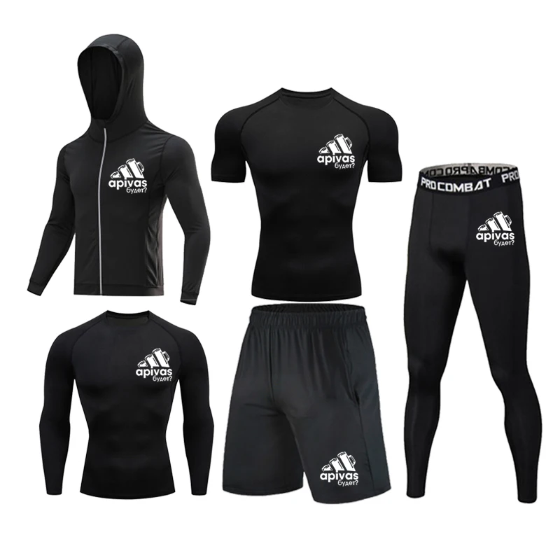 Men Jiu jitsu Rashguard MMA T-shirts Sets Bjj Muay Thai Boxing Jerseys Long Sleeve Boxeo Suit Brand 5Pcs Set Fitness Sport Suits