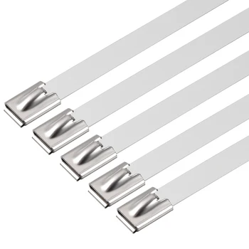 

uxcell 10pcs 700mmx10mm Stainless Steel Cable Zip Ties Metal Exhaust Wrap High Temperature Resistant for Automotive Parts