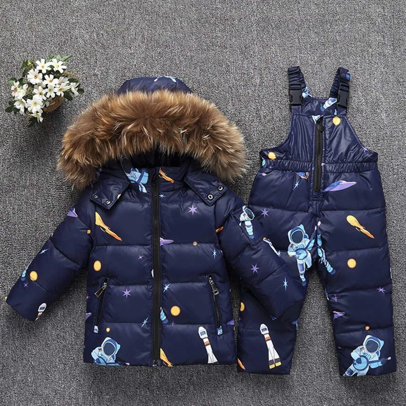 

2019 Winter warm down jacket for baby girl clothes child clothing sets boys parka real fur coat kids snow wear infant overcoat