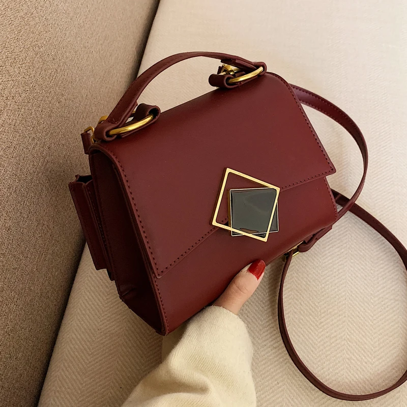 

Elegant Female Square Tote bag 2019 Retro Fashion New High Quality Leather Women's Designer Handbag Lock Shoulder Messenger Bag