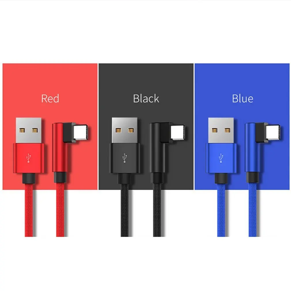 L type кабель для передачи данных 90 градусов нейлоновый USB кабель Универсальный Для Android мобильного телефона Быстрый зарядный кабель высокоскоростной передачи данных
