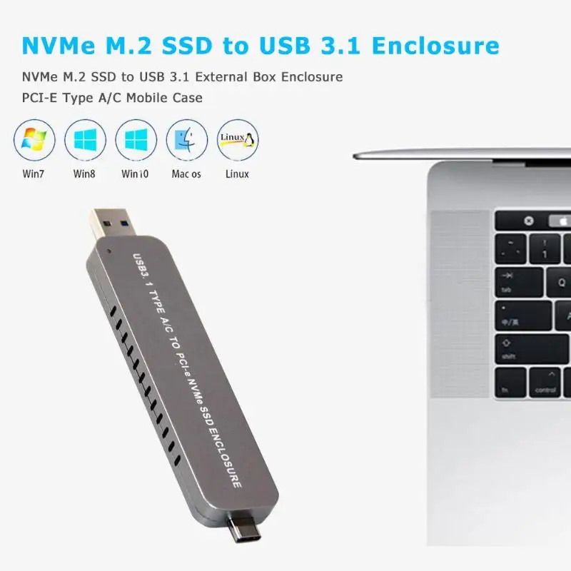 Алюминиевый сплав NVMe M.2 SSD для USB 3,1 внешний корпус PCI-E тип A/C мобильный твердотельный накопитель чехол-адаптер