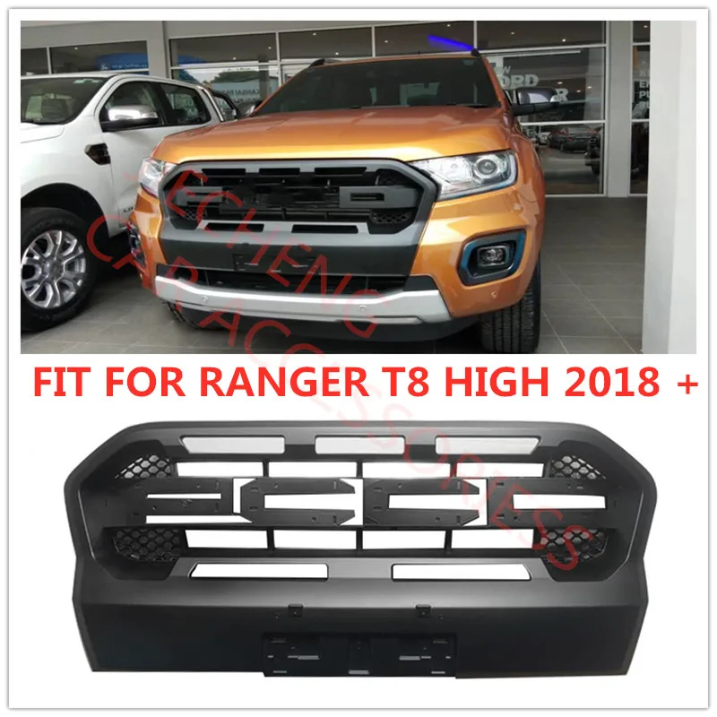 

MATTE BLACK EXTERIOR AUTO MODIFIED MESH MASK GRILLE COVER ABS LED GRILL GRILLS FIT FOR 2019 RANGER T8 HIGH WILDTRAK XTL