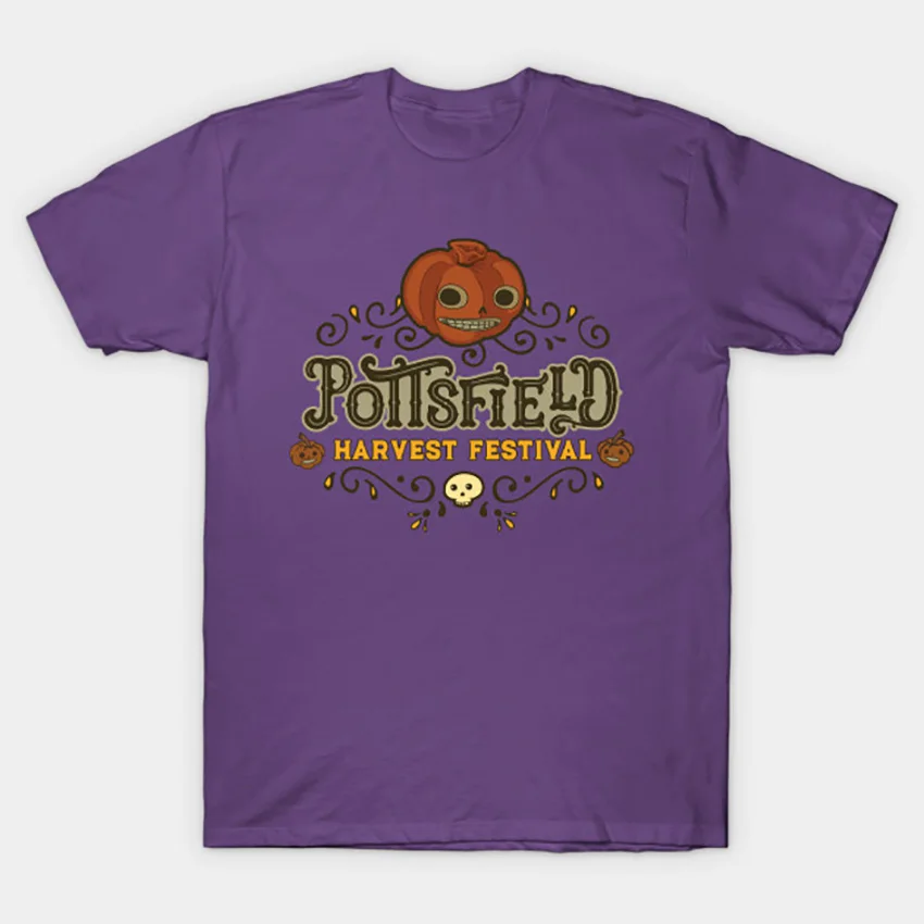 Pottsfield Harvest Festival футболка над садовой стеной футболка анимационный мультфильм Джек О фонарь череп фестиваль урожая - Цвет: Фиолетовый