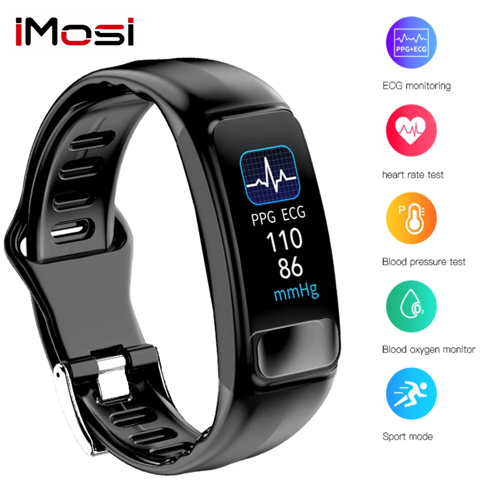 Imosi P12 ECG PPG Smartwatch Heart Rate Oxygen Monitor Blood Pressure Smart Belt IP67 Waterproof Call Reminder Sports Band | Электроника