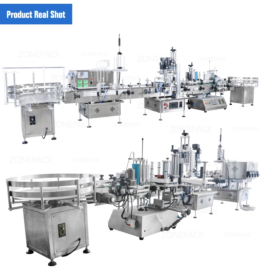 ZONEPACK Настольная автоматическая машина для розлива и укупорки напитков, растворителей, перистальтический насос для электронных соков, этикетировочная машина для производственной линии 