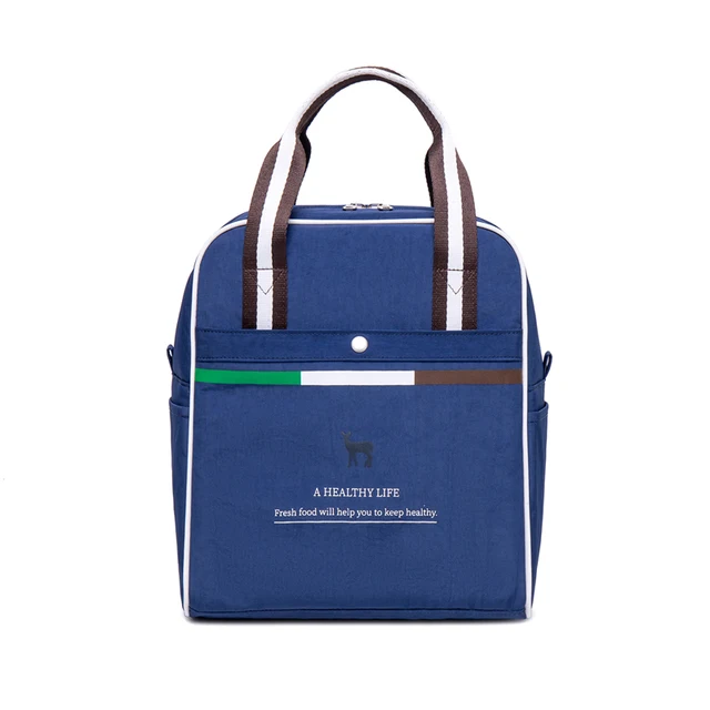 Winner Portable Lunch Bag New Thermal Insulated Lunch Box Tote Cooler Handbag Pouch Dinner Container School Food Storage Bags Vertical-Navy Blue