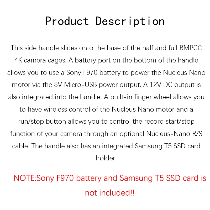 TILTA bmpcc kamera käfig zubehör TA-SFH-MHC2-G seite fokus griff mit R/S für SONY F970 Batterie Sam