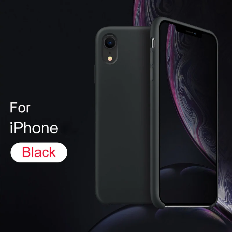 Black Официальный чехол для Apple iPhone X Xs XR 11 Pro MAX силиконовый чехол s логотип для Apple iPhone 7 8 Plus 11 6 5 6s SE чехол с логотипом - Цвет: Black