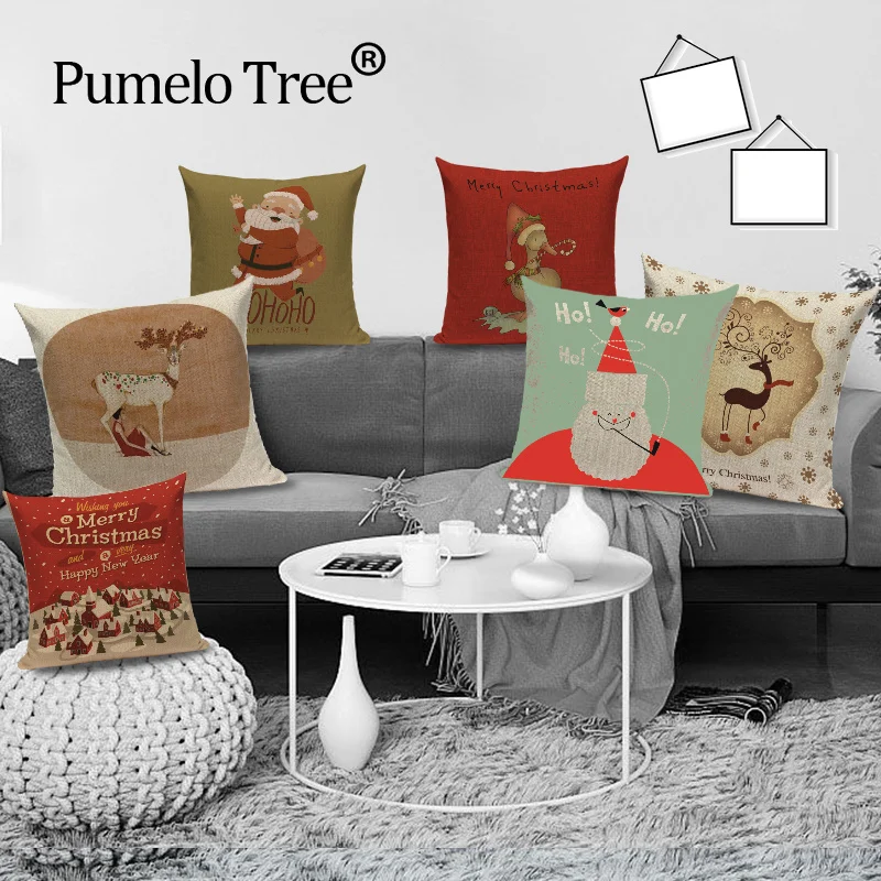 

Cartoon Santa Bear Cushion Cover Merry Christmas Pillow Case Sofa Bed Penguin Home Decor Throw Pillows Covers Housse De Coussin