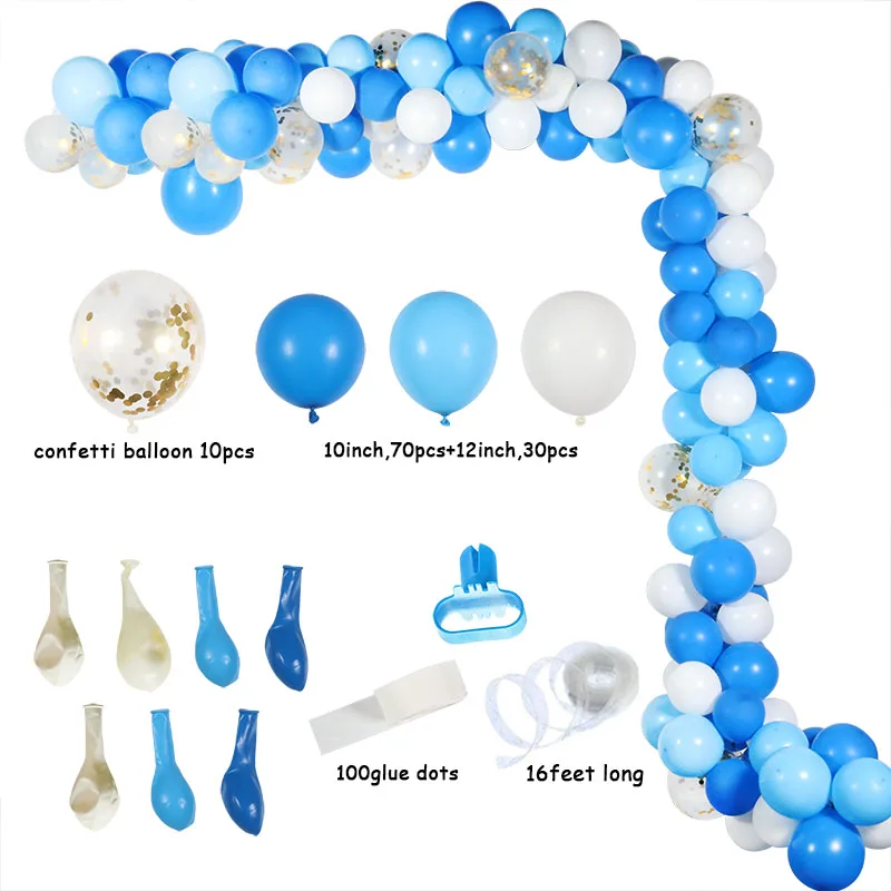 WEIGAO First Birthday Photo Clips Banner Garlands One Year Old Blue 1 Number Balloons Baby Shower Boy Birthday Decor Supplies - Цвет: 113pcs balloons