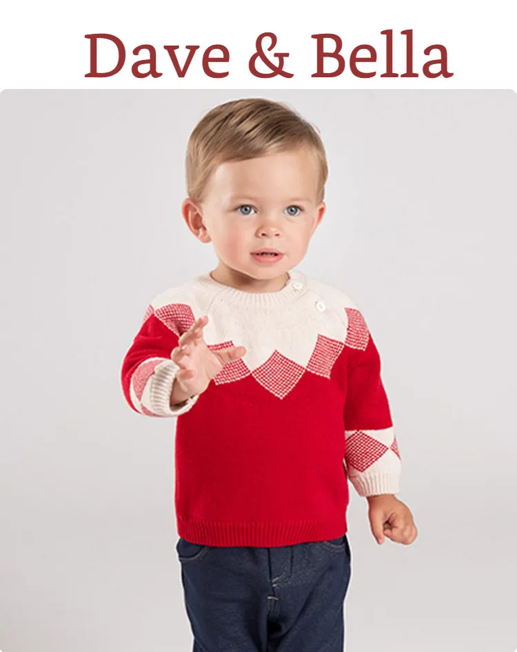Dave bella/DBM11521-1, Зимний вязаный свитер, детский пуловер унисекс с длинными рукавами, топы для малышей, детский вязаный свитер