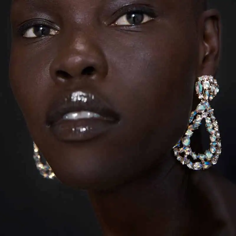 Dvacaman ZA Gold Oorbellen Crystal Pendientes блестящие эффектные Висячие серьги для женщин Свадебные подарки ювелирные изделия