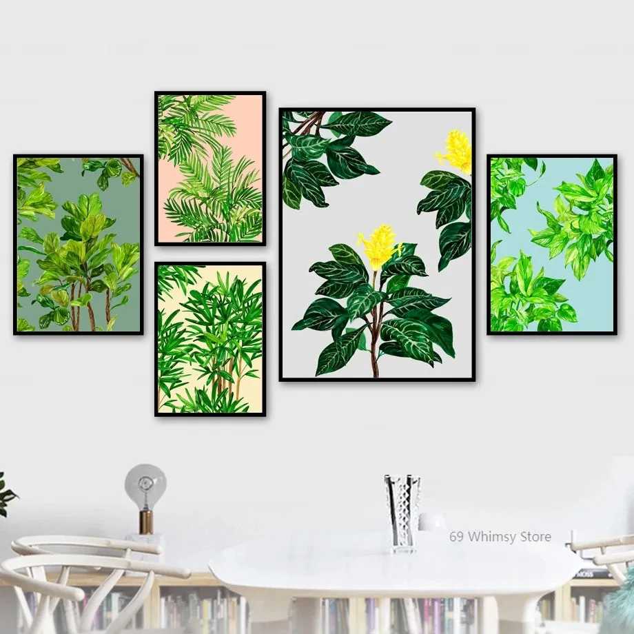 

Canvas Painting Magnolia Green Tropical Leaf Wall Art Canvas Nordic Poster Wall Room Decoration Picture Unframe