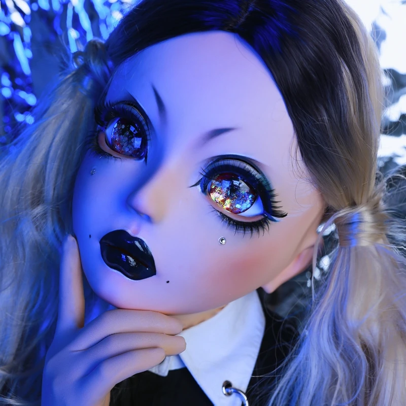 S04) HIDOLLS качество ручной работы Женская девочка Смола половина головы Косплей Японская ролевая игра BJD кигуруми маска Трансвестит кукольная маска