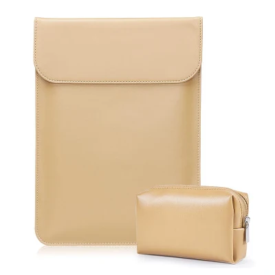 Light brown sets Новая сумка для ноутбука из искусственной кожи для мужчин и женщин с магнитной адсорбцией для Macbook Air 11 12 13 чехол Pro 15 Touch Bar Ультратонкий чехол - Цвет: Light brown sets