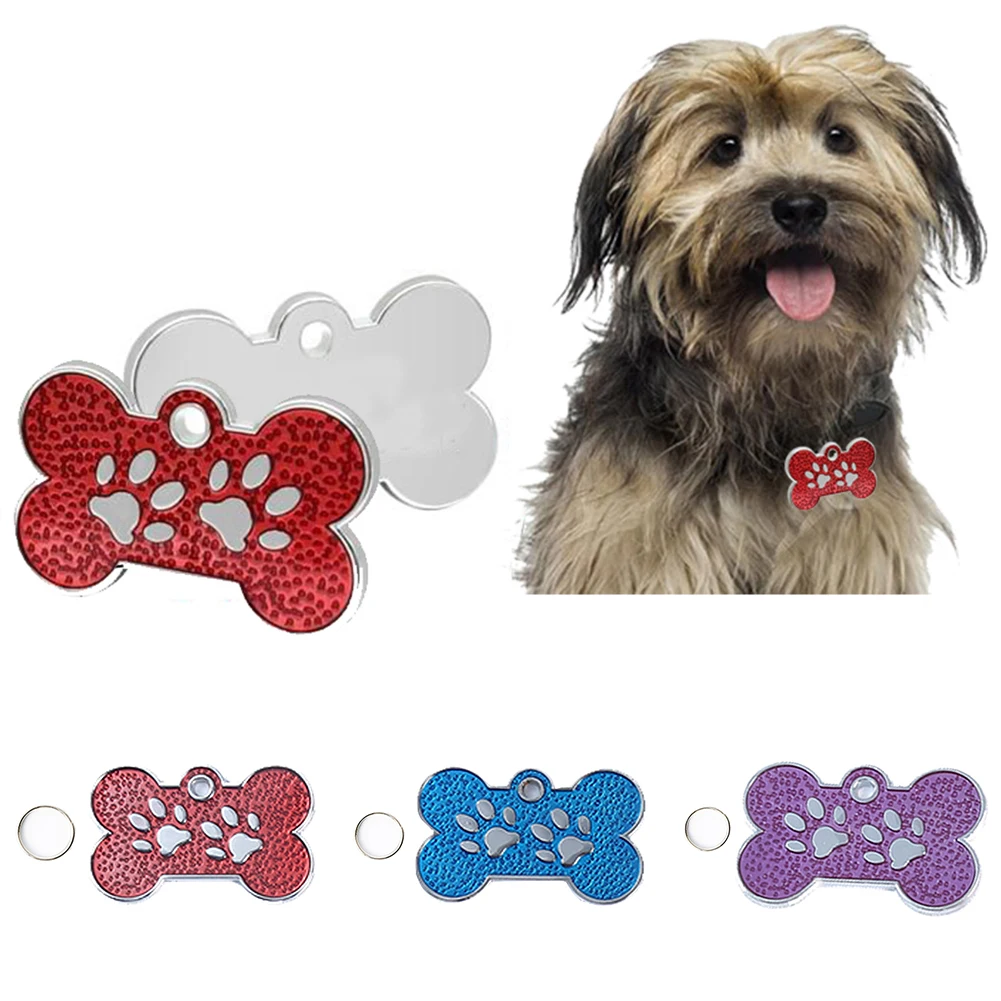 Pet Dog Cats Puppy Engraved ID Name Bone Shape Collar Tags Plate Pendant Decor 2020