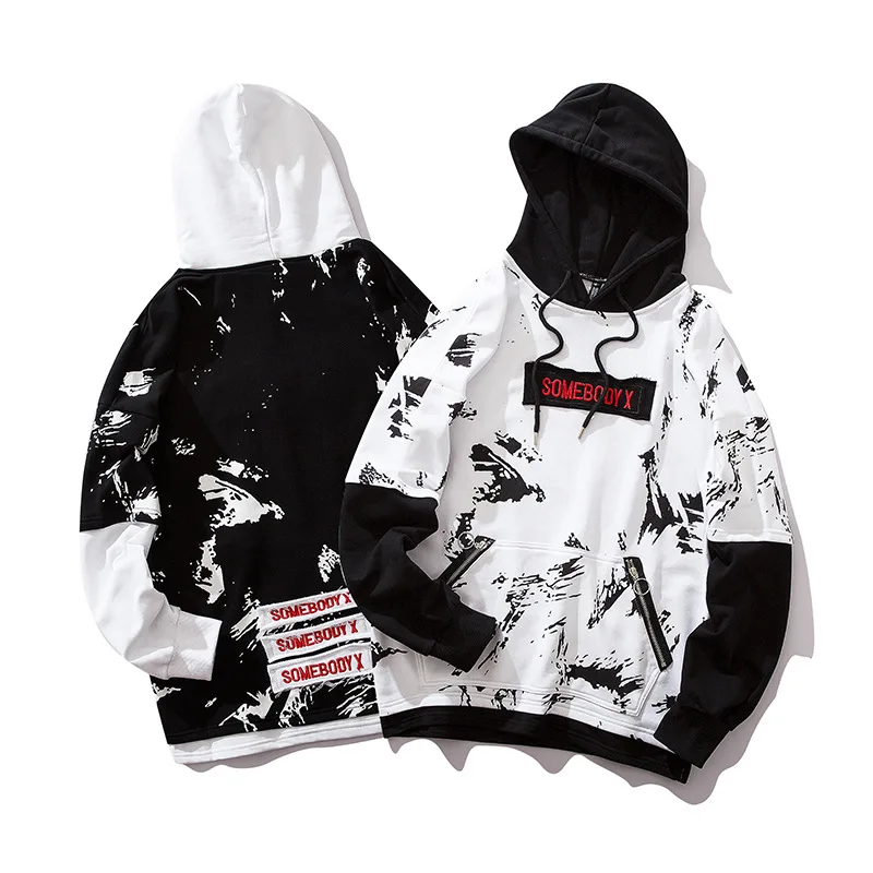 Япония уличная Толстовка в стиле хип-хоп Swag Tyga Sudadera Hombre оверсайз черный белый хлопок