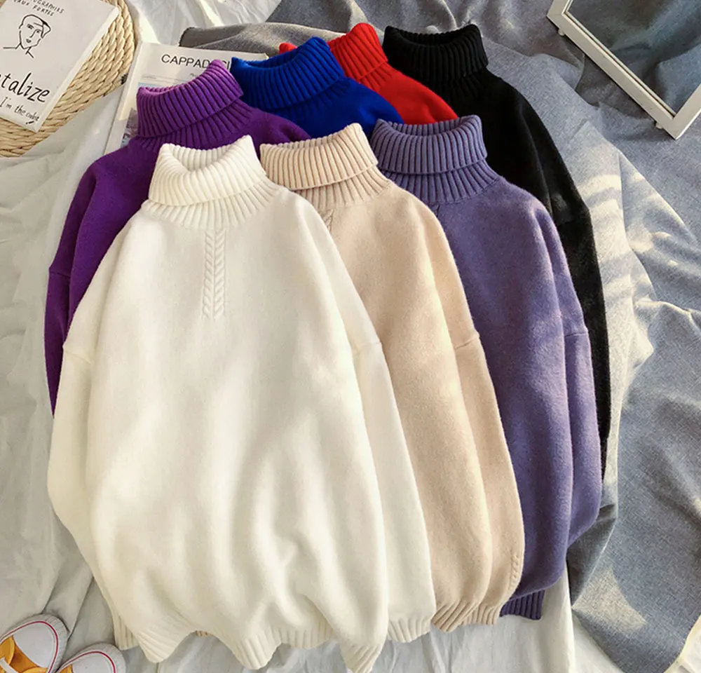 Liketkit мужские Весенние Новые свитера с высоким воротом, мужские корейские пары, модные однотонные теплые пуловеры, мужские вязаные свитера, 7 цветов