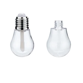 

5 Pieces Cute Light Bulb Shape Empty Lip Gloss Tube Clear Mini Refillable Lip Balm Bottles With Rubber Inserts
