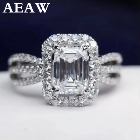 Заказной заказ 10 к белого золота 1.2ct изумруд огранки 2ctw moissanite кольцо+ DHL Быстрая