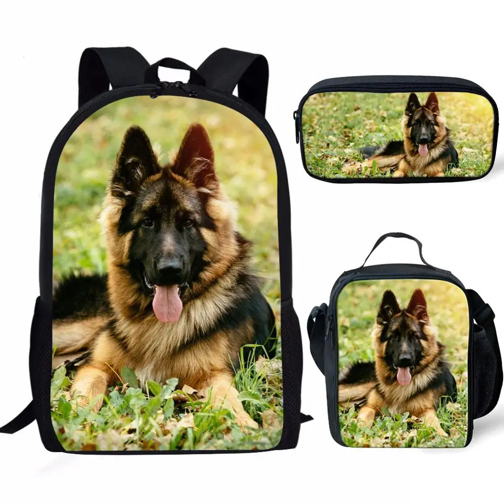 3pcs/Set Schoolbag Kids Backpacks Shepherd Mochila Bookbag German Teenage Girls Women