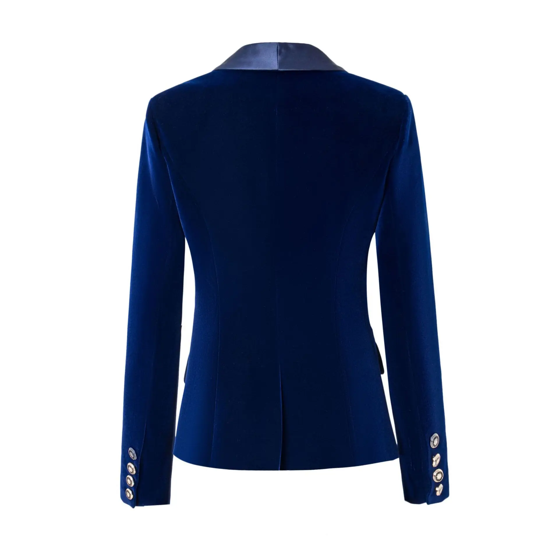HarleyFashion Fall Spring Brief Design Single Buttons Top Quality Black/Blue Velvet Basic Slim Women Blazers Casual Jackets 4