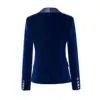 HarleyFashion Fall Spring Brief Design Single Buttons Top Quality Black/Blue Velvet Basic Slim Women Blazers Casual Jackets 4