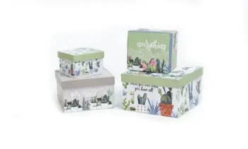 

Box Set of 4, Italian Design, Cactus Pattern, Square Cover Model