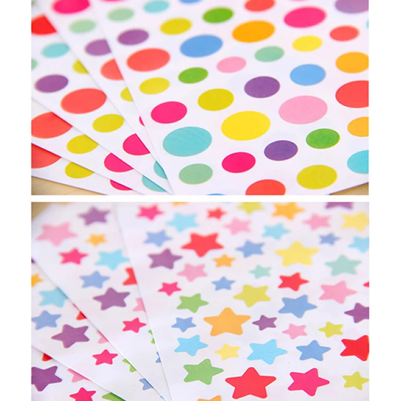 

30Pcs/sheet Round Heart Star Label Sticker Album Sticker DIY Little Colorful Diary Decorative Sticker Kids Gift Decoration Label