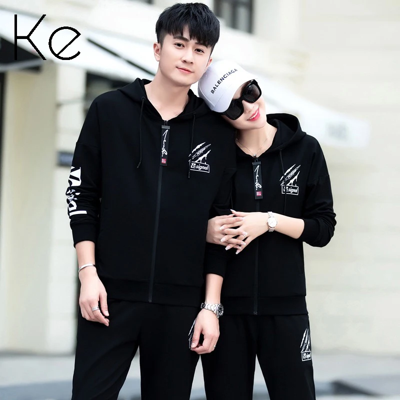 

KE autumn 2022 unisex sports suits men's sports set cotton women's casual running clothes hooded sweater suits men sports wear