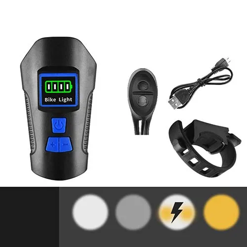 Upgrade Blue Велосипедный фонарь Водонепроницаемый usb зарядка велосипед передний свет фонарик руль велосипедный фонарик для головы рог измеритель скорости ЖК-экран - Цвет: Upgrade Blue