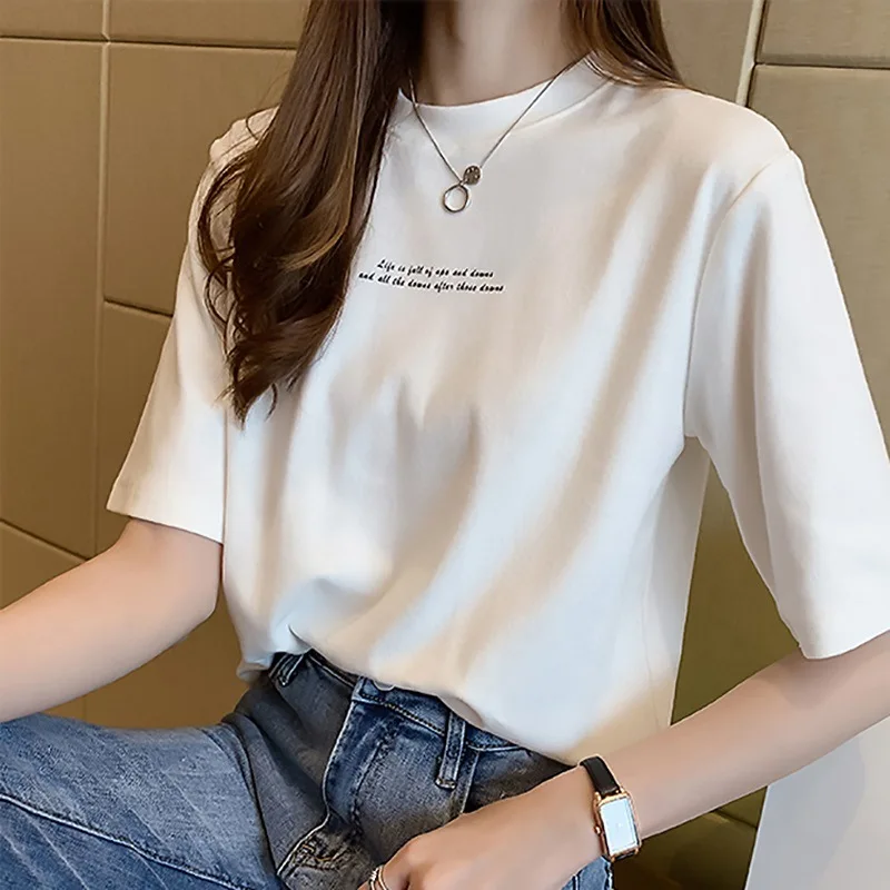 t shirt women t-shirt 2020 Clothes Female Korean Wild Short-Sleeved Crew  Neck Loose Letters Print t shirts woman WBX105 - AliExpress Women's Clothing