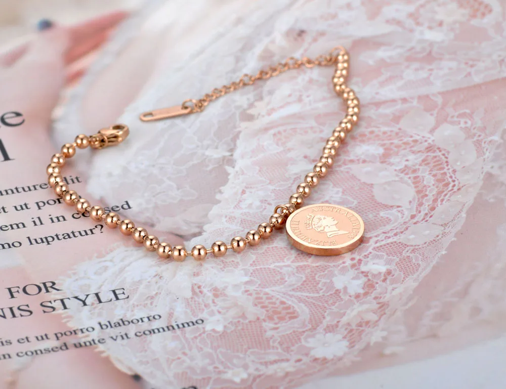 Lokaer брелок с картинкой из нержавеющей стали королевы елизания браслеты для женщин девушек цепь из розового золота& ювелирные изделия с бриллиантами B19109